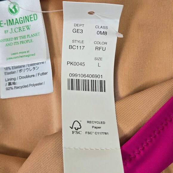 J Crew Size Large Hot Pink Bikini Bottoms Fully Lined Summer Pool Beach NWT - Picture 5 of 6